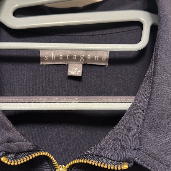 Sharagano Zip Front Dress - Navy - Size 12 - Picture 2 of 3